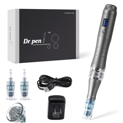 Dr. Pen Ultima M8 Professional Micro Needling Pen with Digital Display Adjustable Needle Length 0-0.3mm Aluminum Skin Care Beauty Pen Home Use Cordless Device 2 x 16-Pin Cartridges Included [2005100]