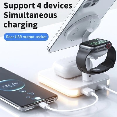 30W 4 in 1 Magnetic Wireless Charger Lamp for iPhone 12 13 14 Pro Max Mini Apple Watch Airpods Fast Charging Dock Station COD [1988954]