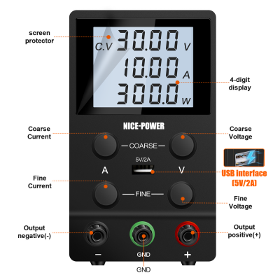 NICE-POWER SPS-D High Precision Bench Power Supply Unit Adjustable Output Voltage 0-30V 0-60V 0-120V Output Current 0-3A 0-5A 0-10A with LCD Display for Electronic Testing and Design [2006079]