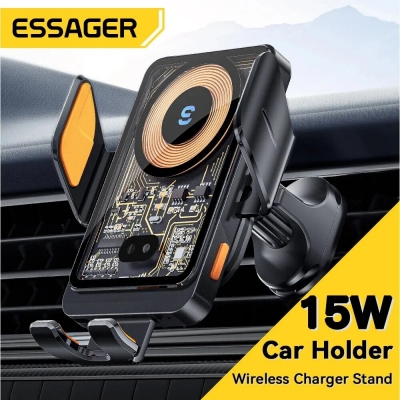 Essager T11 15W 10W 7.5W 5W Wireless Charger Car Phone Holder Air Vent Mount Stand for iPhone 15 14 13 12 for Huawei Mate60 Pro for Samsung Galaxy S23 CO [2002354]