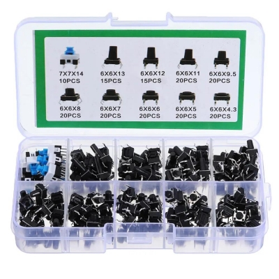 900Pcs 10 Values Tactile Push Button Switch Mini Momentary Tact Assortment Kit DIY COD [1644068]