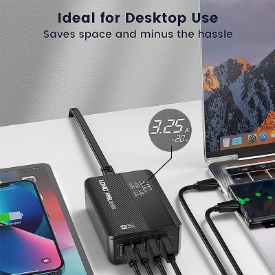 [GaN Tech] LDNIO PD65W 4-Port USB PD Charger Dual USB-A+Dual USB-C QC3.0 PD3.0 PPS AFC FCP SCP Fast Charging Desktop Charging Station EU Plug US Plug for iPhone 12 13 14 14 Pro for Samsung Galaxy S23 [1994935]