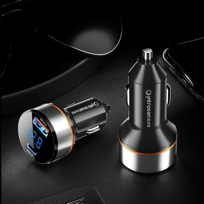 2-Port USB Car Charger Adapter 18W USB-A QC3.0+20W USB-C PD3.0 Fast Charging with Blue LED for iPhone 12 13 14 14Pro 14 Pro Max for Xiaomi 13pro for Huawei Mate50 for Samsung Galaxy S23 [1986339]