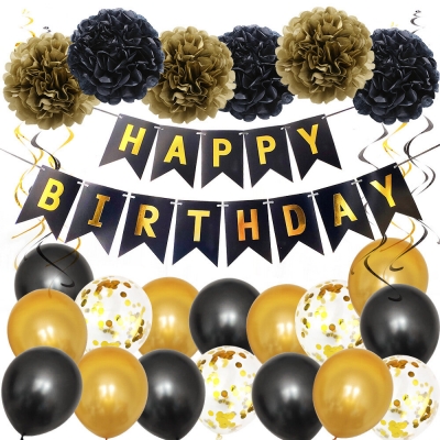 Happy Birthday Party Decoration Banner Bunting Balloons Background COD [1734716]