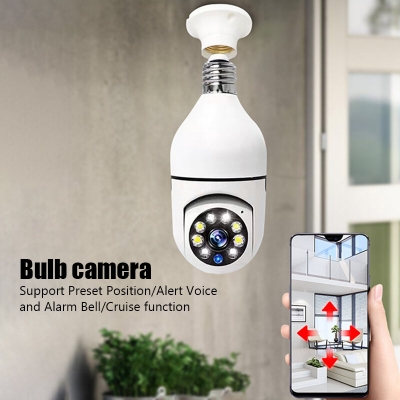 E27 Bulb WiFi Surveillance Camera Wireless Night Vision Auto Human Tracking Cam Home Panoramic Security Protection Monitor Camera COD [1978561]