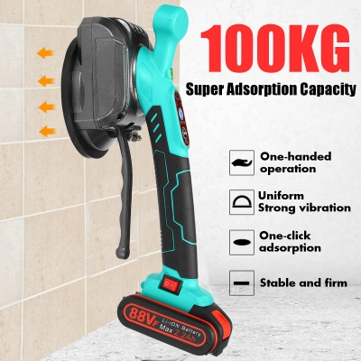 88VF 6 Speed Tile Tiling Machine Vibrator Suction LED Light For 120x120cm Ceramic Floor W/ 2pcs Battery [1788182]