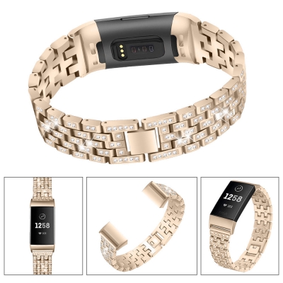 Bakeey Diamonds Elegant Design Watch Band Full Steel Watch Strap for Fitbit Charge 3 COD [1471894]