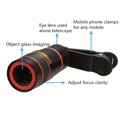 Universal 8X Zoom Optical Phone Telescope Portable Mobile Phone Telephoto Camera Lens for Smartphone COD [1994668]