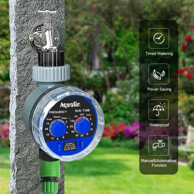 Aqualin Automatic Garden Water Timer Ball Valve #21025 Easy Install on 3/4" Faucet or Tap Adjustable Frequency and Run Time Manual Watering Durable with Robust Ball Valve [2009922]