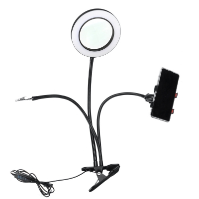 Flexible Arm Stepless Dimmable 3 Color Modes 10X LED Magnifying Lamp with Clamp COD [1787588]