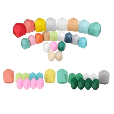 10/22 Pcs Wooden Colorful Building Blocks Stone Stacking Game Early Educational Toy for Kids Gift COD [1891373]