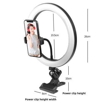 Bakeey Fill Light 10 Inch LED Ring Light Selfie Lighting Beauty Desktop Phone Holder for Live Broadcast COD [1835335]