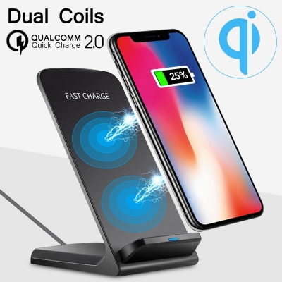 10W Dual Coils Qi Wireless Charger Fast Charging Phone Holder For Qi-enabled Devices for iPhone for Samsung Huawei COD [1457609]