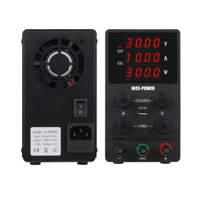 NICE-POWER SPS3010 Digital Power Supply 0-30V 0-10A Four-Digit Display USB 5V2A Adjustable Knobs Stable DC Output COD [2000875]