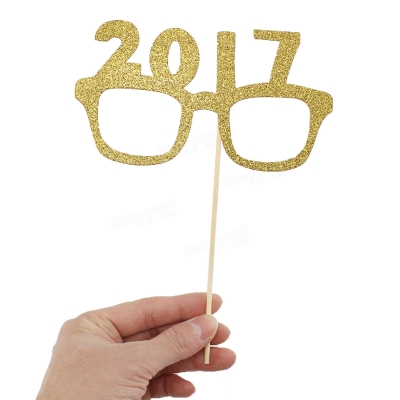 12Pcs Happy New Year Eve Party Photo Booth DIY Mask Mustache Stick Props COD [1114769]