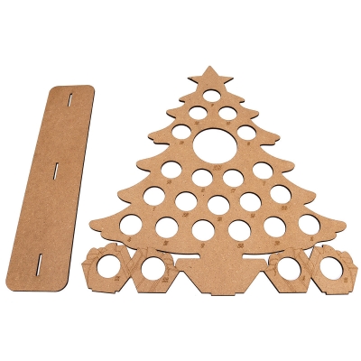 Wooden Christmas Advent Calendar Christmas Tree Decoration Fits 25 Circular Chocolates Candy Stand Rack COD [1587861]