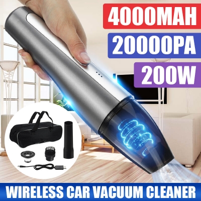 200W 20000Pa Mini Portable Wireless Handheld Vacuum Cleaner 4000mAh Battery Life for Desktop Home Car COD [1937003]