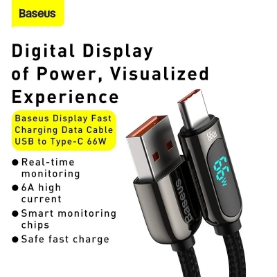 Baseus 66W USB to USB-C Digital Display Cable Fast Charging Data Transmission Cord Line 1/2m long For DOOGEE S88 Pro For OnePlus 9 Pro For Xiaomi MI10 CO [1900290]