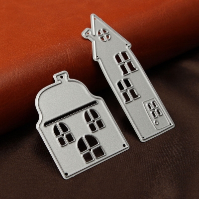 2 in 1 Tall Building Small House Cabin Metal Scrapbook Photo Album Paper Work DIY Cutting Dies COD [1401425]