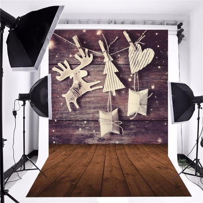 5 x 7 FT Christmas Theme Christmas Gift Elk Wood Board Photo Vinyl Background COD [1110421]