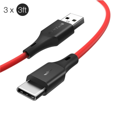 BlitzWolf® BW-TC15 QC3.0 3A USB Type-C Cable Fast Charging Data Sync Transfer Cord Line 6ft/1.8m For Samsung Galaxy Note 20 Huawei P40 Mi10 OnePlus 8 [1339806]