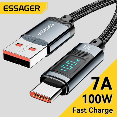 ESSAGER 7A USB-A to Type-C Cable QC Fast Charging Data Transmission Copper Core Line 1M/2M Long for iPhone 15 15 Plus for Samsung Galaxy Z Flip4 for Huawei Mate60 Pro for Xiaomi 13pro [2002441]