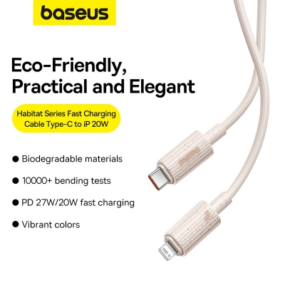 Baseus 20W Type-C to iP Cable Fast Charging Data Transmission Copper Core Line 1M/2M Long for iPhone 12 13 14 14 14 Pro COD [1995945]