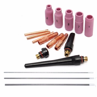 17Pcs TIG Welding Torch Cup Collet Body Nozzle Tungsten Kit WP-17 WP-18 WP-26 COD [1056046]