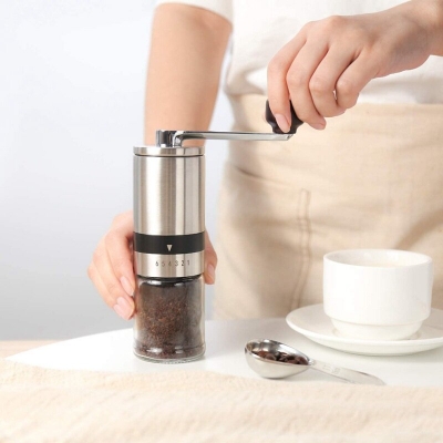 Manual Coffee Grinder Portable Coffee Bean Grinder Stainless Steel Grinder 6-gear Aadjustment COD [1974888]