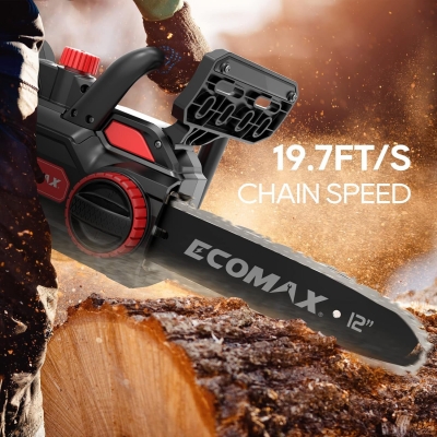 [USA Direct]Ecomax ELG05 Cordless Chainsaw 12-Inch 18V Electric Chainsaw with 4Ah Battery & Fast Charger Powerful Chain Saws with Double Safety Switch for Wood Cutting ideal for Farm Backyard Garden R [2000699]