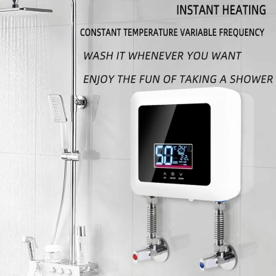 Instant Water Heater 220V 7500W Mini Electric Tankless Water Heater Wall-Mounted LED Display Support Thermostat Mode/Power Adjustment Mini Portable Instant Water Heater [2004769]