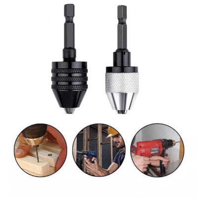 2PC Hex Shank-Black and White Keyless Drill Chuck Adapter For Easy Bit Changes Available In Electric Grinder, Nail Machine, Engraving Machine COD [1985398]