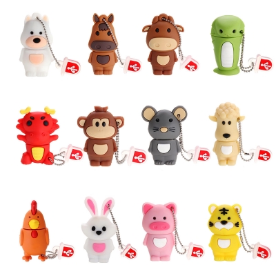 64GB USB2.0 Flash Drive Lovely Cartoon Comic Animals Model Pen Drive Memory Stick Gift COD