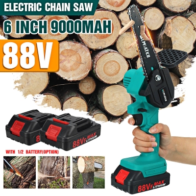 BLMIATKO 88VF 6 Inch Cordless Electric Chainsaw 3000W One-hand Handheld Garden Saws Wood Cutter COD [1961607]