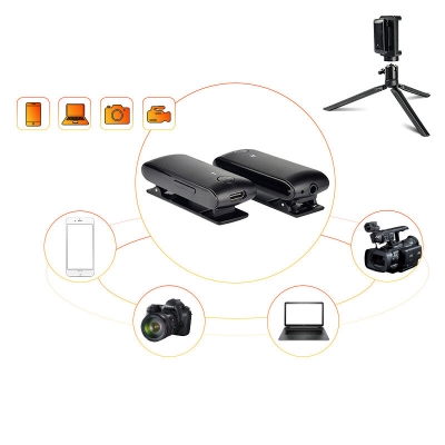 Kaopomic 1T1R Wireless Microphone System with Mini Tripod for DSLR Camera Camcorder Mobile Phone PC Live Broadcast Lavalier Condenser Chest Mic for Filmmaking Vlog [1860433]