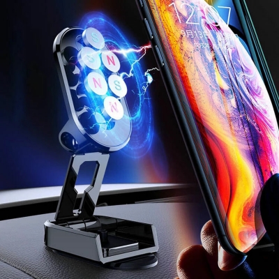 Bakeey Strong Magnetic Folding Holder Adjustable 360 Degrees Rotation Car Phone Holder for iPhone 14 for Samsung Galaxy Note S21 Ultra Huawei Mate 50 OnePlus 9 Pro [1975859]