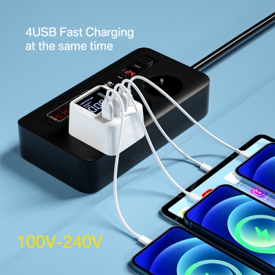 A9T+ 40W 4-Port USB PD Charger Dual USB-A QC3.0 PD3.0 Fast Charging Wall Charger Adapter EU Plug US Plug UK Plug for iPhone 13 14 14Pro for Xiaomi 13 for Samsung Galaxy S23 [1986984]