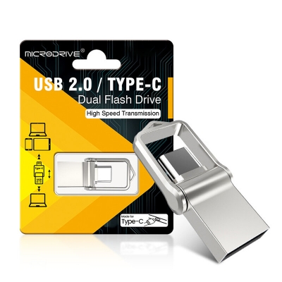 Microdrive 128GB USB Flash Drive Type-C/USB2.0 Dual Interface High Speed Pendrive Portable Memory U Disk for Phone Computer COD [2000317]