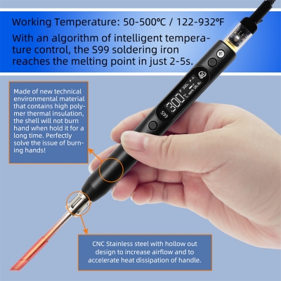 SEQURE S99 Soldering Iron Support PD|QC|DC|PPS Power Supply Compatible with C245 Tip for Drone RC Model Welding Repair Tool Anti-static Welding Pen COD [1999349]