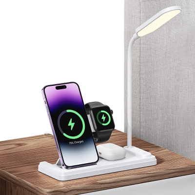 USAMS US-CD195 15W 10W 7.5W 5W Wireless Charger Fast Wireless Charging Holder with Table Lamp for Qi-enabled Smart Phones for iPhone 12 13 14 14 Pro for Samsung Galaxy S23 for Xiaomi13pro for Airpods [1994663]