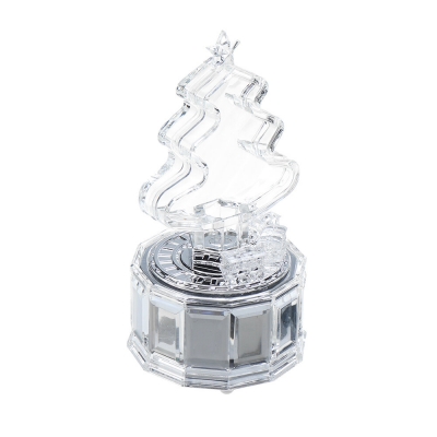 Christmas Tree Music Box with Lights Acrylic Crystal Texture Music Box Christmas Gifts Birthday Gifts COD