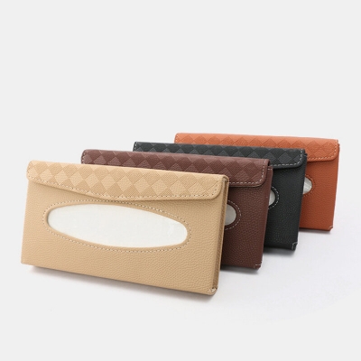 Multifunctional Leather Car Storage Bag Visor Cover Card License Holder Hanging Tissue Bag Glasses Folder COD [1740917]