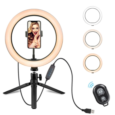 10 Inch LED Ring Light Dimmable Desktop Selfie Light Tripod Stand for YouTube Tiktok Video Live Stream Makeup Photography COD [1669979]