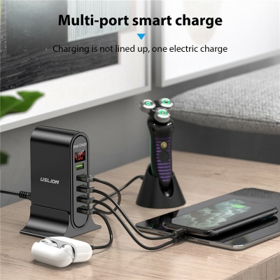 Uslion 4A 5-Port USB Charger 5USB-A Fast Charging Desktop Charging Station Adapter EU Plug US Plug for iPhone 12 13 14 14 Pro for Huawei Mate50 for Samsung Galaxy S23 for Xiaomi 13pro [1989311]