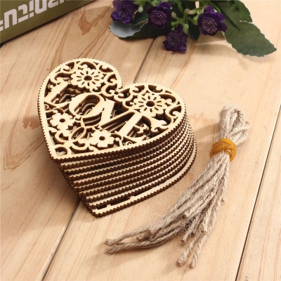 10pcs Heart Love DIY Woodcraft Hanging Decoration Craft Gift [1043778]