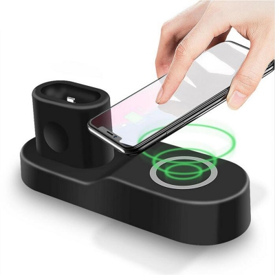 US Plug 4 In 1 Qi Wireless Charger Charging Station For Smart Phone/Apple Watch Series/Apple AirPods COD [1386892]