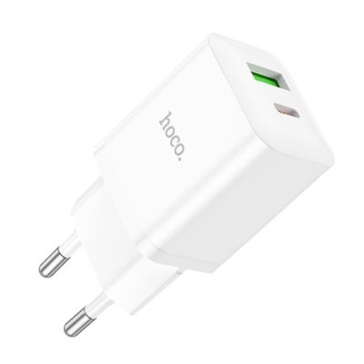 HOCO N28 20W 2-Port USB PD Charger PD20W+QC3.0 Dual Port Fast Charging Wall Charger Adapter EU Plug for iPhon14 Pro Max for iPad Pro for Huawei P50 for Xiaomi 11 [1974984]