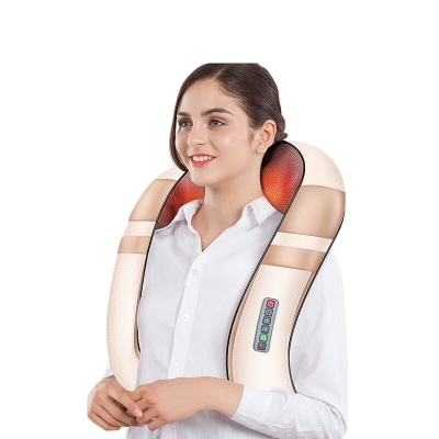 Electric U Shape Neck Massager Shawl 16 Massage Heads Heating Kneading Back Shoulder Relieve Pain COD [2007009]