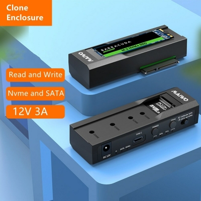 MAIWO Dual Bay M.2 NVME Case and SATA HDD Docking Station Type C 3.1 Docking Station 2.5"/3.5" HDD Enclosure Clone Duplicator Function COD