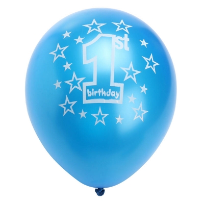 10 Pcs Per Set Blue Boy\'s 1st Birthday Printed Inflatable Pearlised Balloons Christmas Decoration [1230471]